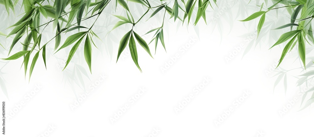 Fototapeta premium Chinese bamboo leaves on a white background with copy space image for wallpaper or collection purposes.