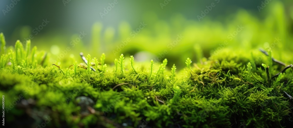 Beautiful green moss on the floor, moss closeup, macro. Beautiful green moss on the floor, moss closeup, macro.