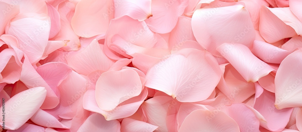 Fototapeta premium Detailed close-up of delicate pink rose petals with a copy space image.