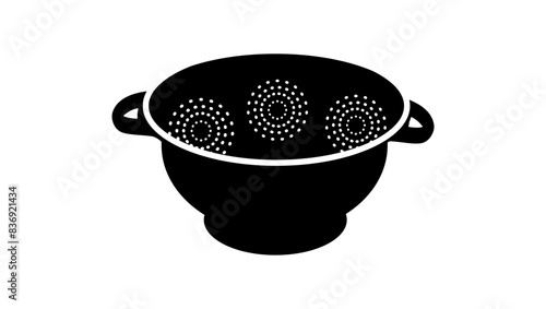 Colander emblem, black isolated silhouette