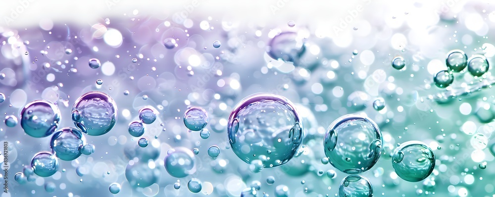 purple green spheres of oil floating in the air, oil bubblesagainst a white background purple green spheres of oil floating in the air, oil bubblesagainst a white background