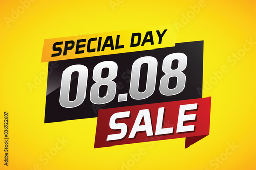 8.8 Special day sale word concept vector illustration with ribbon and 3d style for use landing page, template, ui, web, mobile app, poster, banner, flyer, background, gift card, coupon

