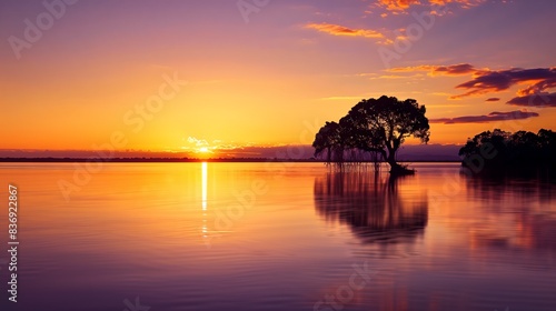 Sunset  Tree  Water