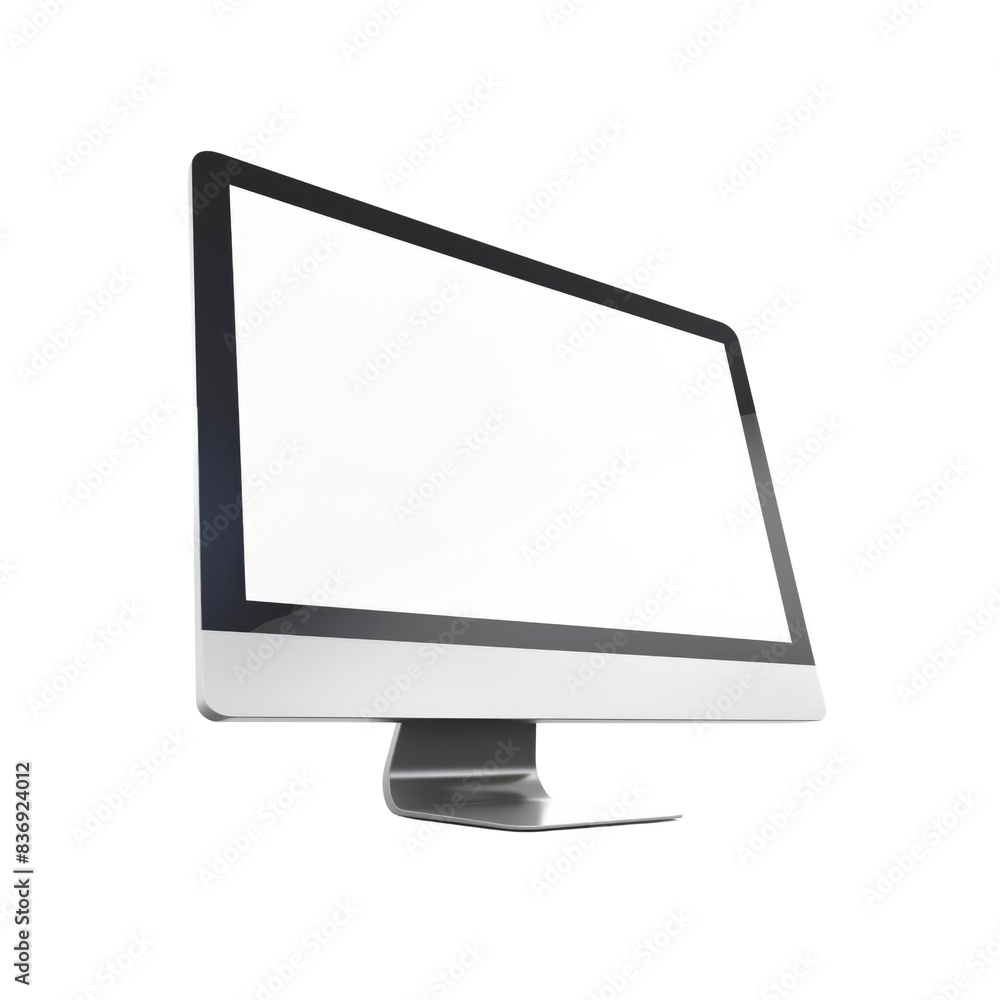 A Computer Display With A Blank White Screen Awaits Inspiration, A Portal To Endless Possibilities Against The Blank Canvas A Computer Display With A Blank White Screen Awaits Inspiration, A Portal To Endless Possibilities Against The Blank Canvas