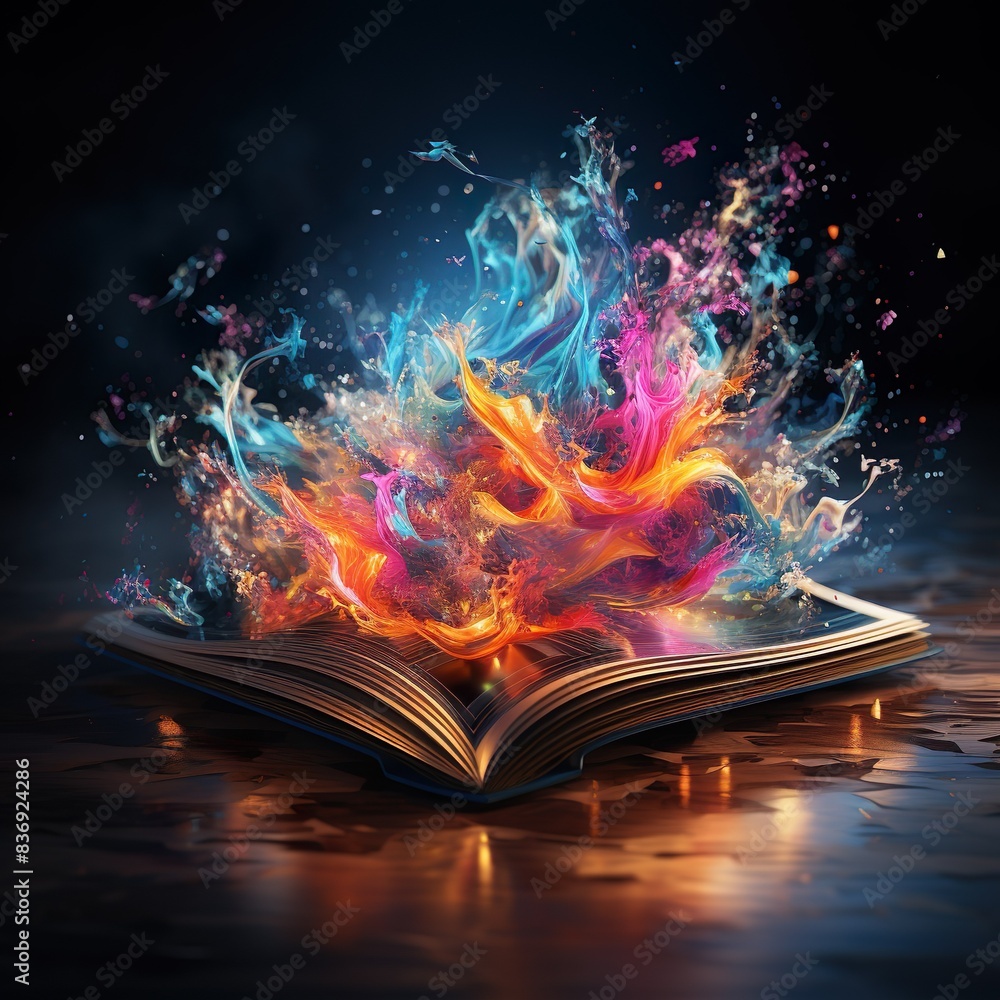 Obraz premium magic book on fire