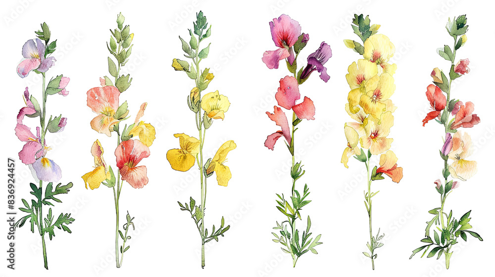Vibrant Watercolor Collection of Gaillardia Isolated on White Background Vibrant Watercolor Collection of Gaillardia Isolated on White Background