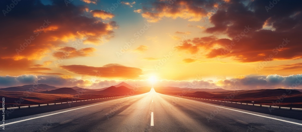 Obraz premium Sunset Highway with a breathtaking view and room for a copy space image.