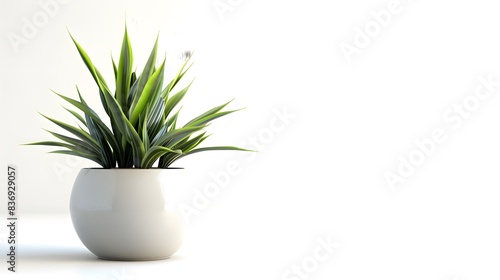 3d realistic vector icon illustration potted plant for the interior. Isolated on white background.