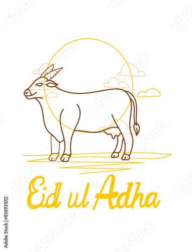 vector illustration. Muslim holiday Eid al-Adha. the sacrifice a ram or white and black sheep. graphic design decoration kurban bayrami. month lamb and a lamp.Translation from Arabic: Eid al-Adha