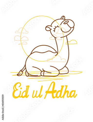 vector illustration. Muslim holiday Eid al-Adha. the sacrifice a ram or white and black sheep. graphic design decoration kurban bayrami. month lamb and a lamp.Translation from Arabic: Eid al-Adha