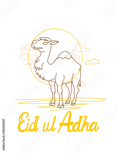 vector illustration. Muslim holiday Eid al-Adha. the sacrifice a ram or white and black sheep. graphic design decoration kurban bayrami. month lamb and a lamp.Translation from Arabic: Eid al-Adha