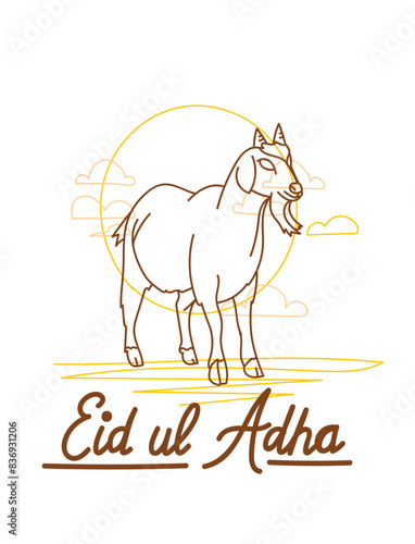 vector illustration. Muslim holiday Eid al-Adha. the sacrifice a ram or white and black sheep. graphic design decoration kurban bayrami. month lamb and a lamp.Translation from Arabic: Eid al-Adha