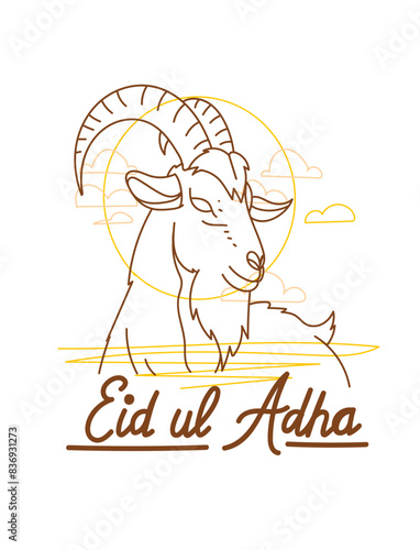 vector illustration. Muslim holiday Eid al-Adha. the sacrifice a ram or white and black sheep. graphic design decoration kurban bayrami. month lamb and a lamp.Translation from Arabic: Eid al-Adha