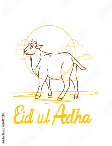 vector illustration. Muslim holiday Eid al-Adha. the sacrifice a ram or white and black sheep. graphic design decoration kurban bayrami. month lamb and a lamp.Translation from Arabic: Eid al-Adha