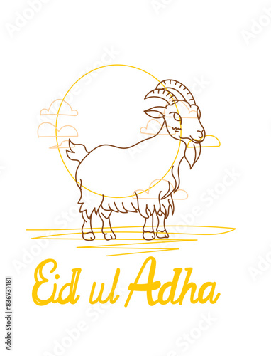 vector illustration. Muslim holiday Eid al-Adha. the sacrifice a ram or white and black sheep. graphic design decoration kurban bayrami. month lamb and a lamp.Translation from Arabic: Eid al-Adha
