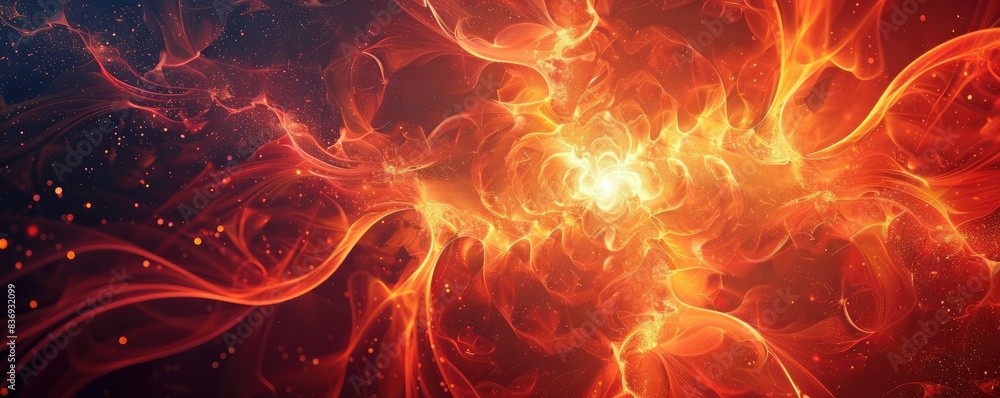 Vibrant abstract fiery explosion pattern in warm colors Vibrant abstract fiery explosion pattern in warm colors