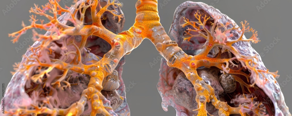 Human Lungs With Bronchial Tree 3D Model Stock Illustration | Adobe Stock