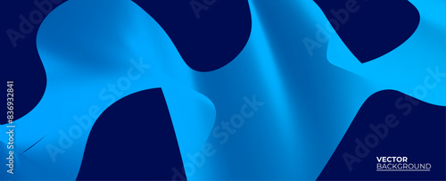 Smooth flow of wavy shape with gradient vector abstract background, dark blue design curve line energy motion, relaxing music sound or technology. banner, cover, poster, flyer, card.
