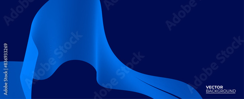Smooth flow of wavy shape with gradient vector abstract background, dark blue design curve line energy motion, relaxing music sound or technology. banner, cover, poster, flyer, card.