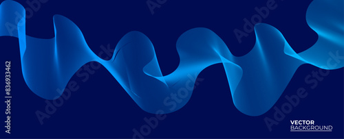 Smooth flow of wavy shape with gradient vector abstract background, dark blue design curve line energy motion, relaxing music sound or technology. banner, cover, poster, flyer, card.