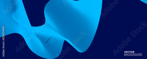 Smooth flow of wavy shape with gradient vector abstract background, dark blue design curve line energy motion, relaxing music sound or technology. banner, cover, poster, flyer, card.