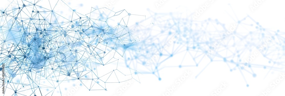 Blue and white vector background with dots connected by lines in the ...