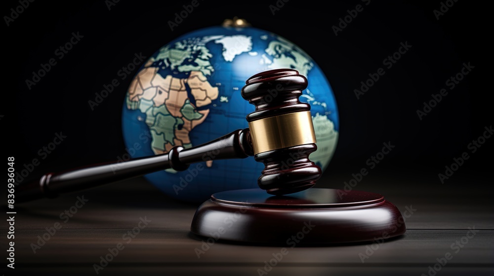 gavel and globe on white gavel and globe on white