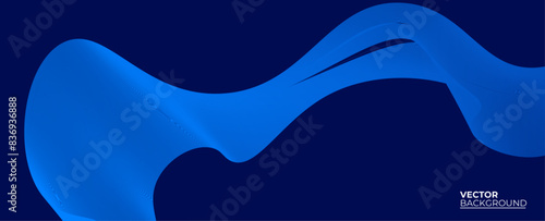 Smooth flow of wavy shape with gradient vector abstract background, dark blue design curve line energy motion, relaxing music sound or technology. banner, cover, poster, flyer, card.