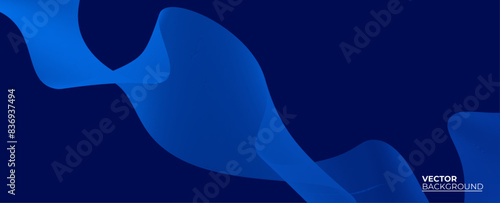 Smooth flow of wavy shape with gradient vector abstract background, dark blue design curve line energy motion, relaxing music sound or technology. banner, cover, poster, flyer, card.