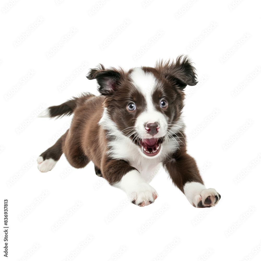 A Playful Young Border Collie Pup, Full Of Energy And Curiosity A Playful Young Border Collie Pup, Full Of Energy And Curiosity