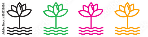 Water lily icon showing the elegance of aquatic plants, suitable for botanical gardens, nature themes, and environmental projects