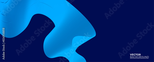 Smooth flow of wavy shape with gradient vector abstract background, dark blue design curve line energy motion, relaxing music sound or technology. banner, cover, poster, flyer, card.