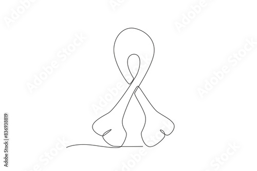 Single continuous line drawing of a Bone shape ribbon, World Osteoporosis Day concept. One line draw design vector illustration
