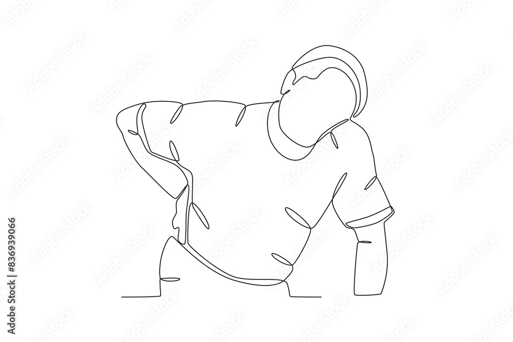 Single continuous line drawing of a Man with osteoporosis disease, World Osteoporosis Day concept. One line draw design vector illustration
Single continuous line drawing of a Man with osteoporosis disease, World Osteoporosis Day concept. One line draw design vector illustration