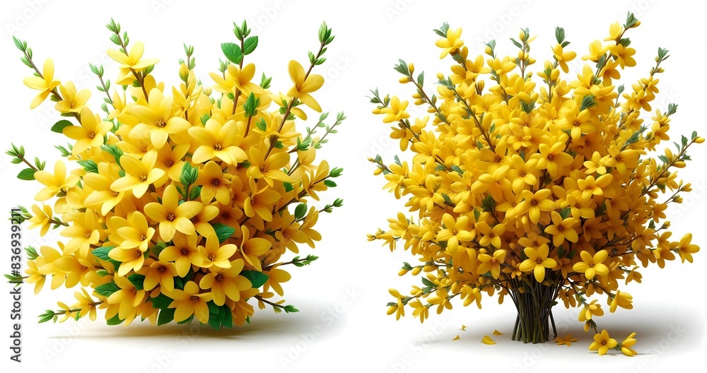 Forsythia Yellow flowers Bouquet PNG on a white background Forsythia Yellow flowers Bouquet PNG on a white background
