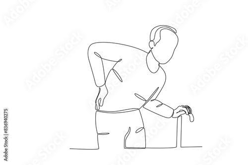 Single continuous line drawing of a Man with osteoporosis disease, World Osteoporosis Day concept. One line draw design vector illustration
