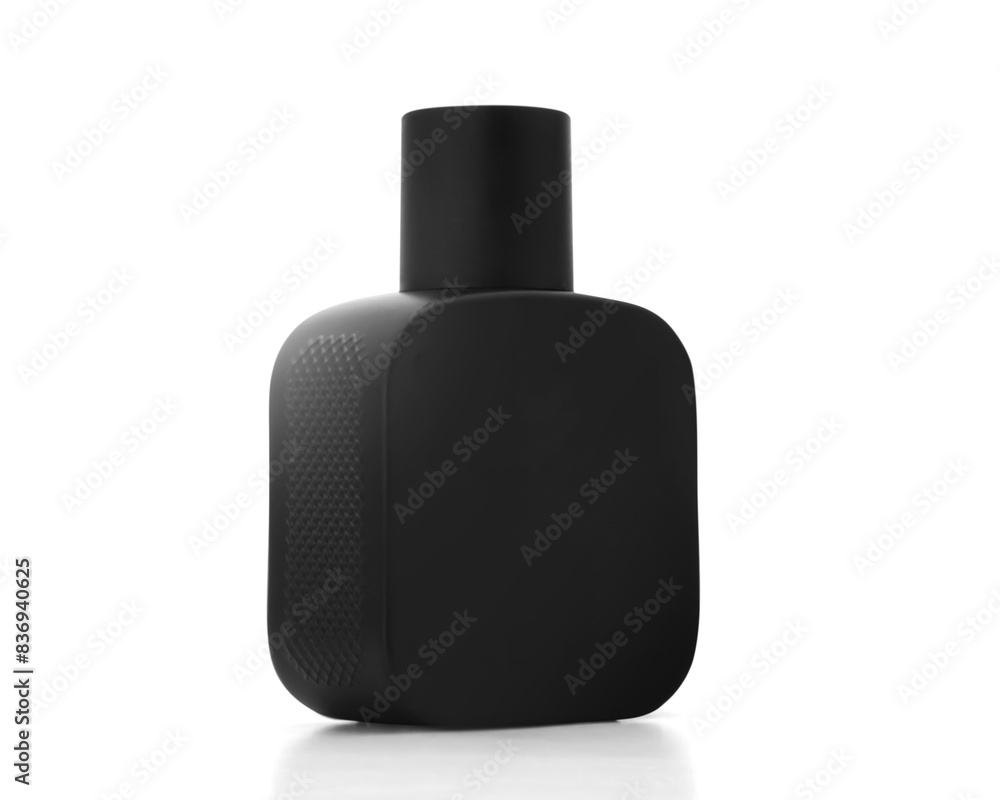 Black bottle perfume mock up isolated on white background Black bottle perfume mock up isolated on white background
