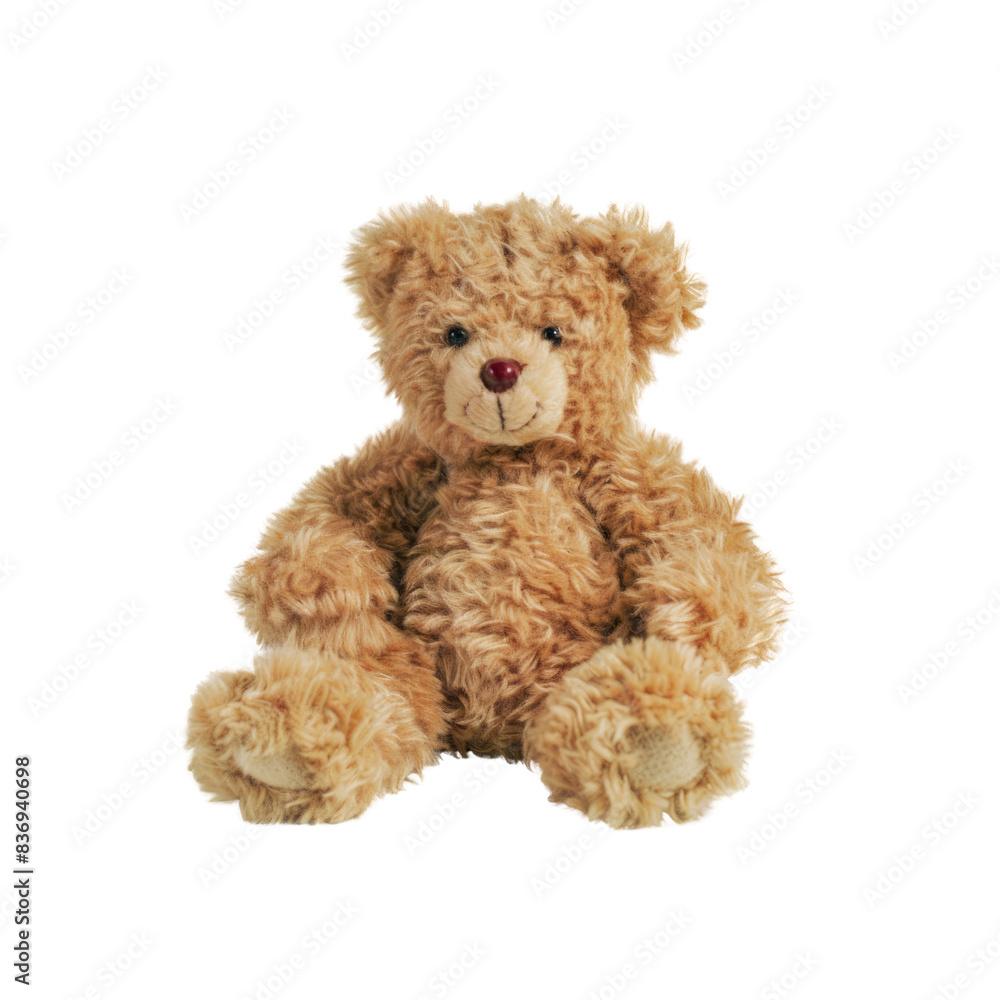 A Small Teddy Bear Sits In Solitude, Its Soft Fur A Contrast Against The Stark White Backdrop A Small Teddy Bear Sits In Solitude, Its Soft Fur A Contrast Against The Stark White Backdrop
