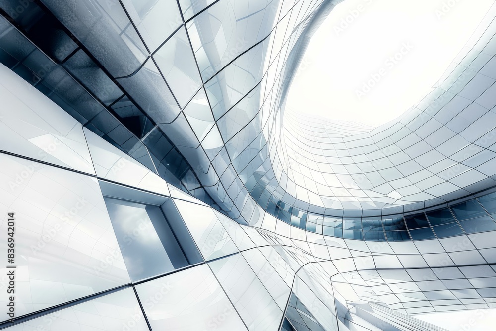 Obraz premium The beauty of modern architecture elegance in the urban business district with sleek curvilinear design and reflective glass facade