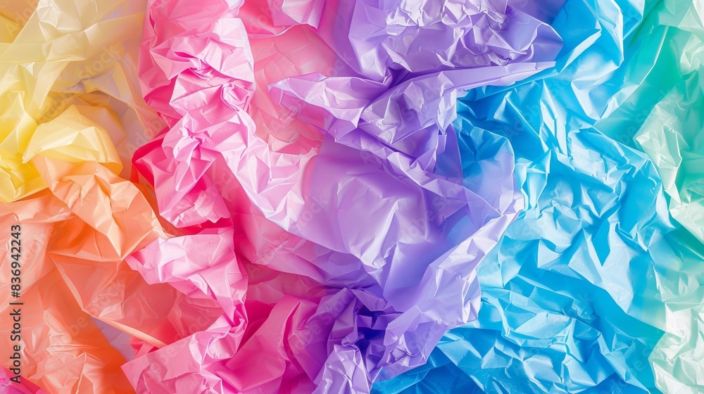 Colorful crumpled paper background in the style of rainbow colors, soft focus Colorful crumpled paper background in the style of rainbow colors, soft focus