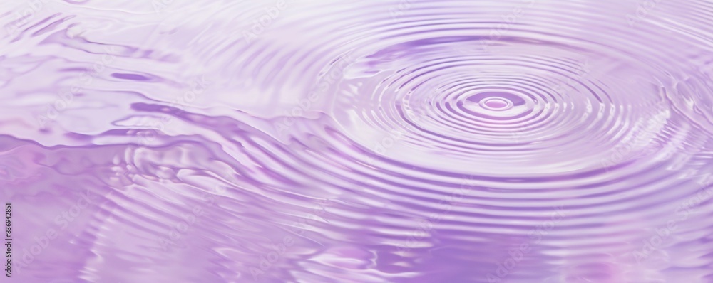 Purple liquid top view. Water surface with gentle ripples and concentric rings, capturing the serene and refreshing essence of calm water Purple liquid top view. Water surface with gentle ripples and concentric rings, capturing the serene and refreshing essence of calm water