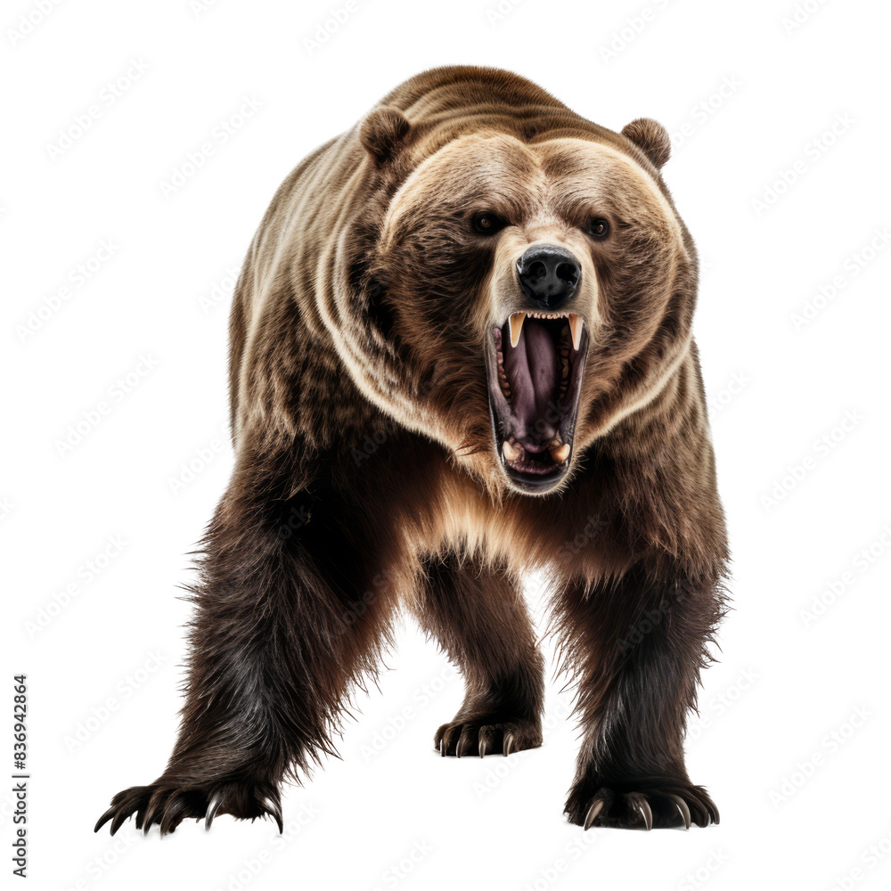 Fototapeta premium Capture the Wild: Majestic Grizzly Bear in its Natural Habitat, a Stunning Photographic Portrait.