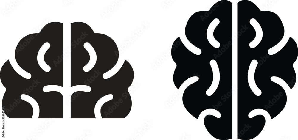 Set of Black human Brain silhouette. Brain symbols in fill styles. Top view designs vectors illustration template. Brainstorm think ideas signs Logotype concepts icons isolated transparent background. Set of Black human Brain silhouette. Brain symbols in fill styles. Top view designs vectors illustration template. Brainstorm think ideas signs Logotype concepts icons isolated transparent background.
