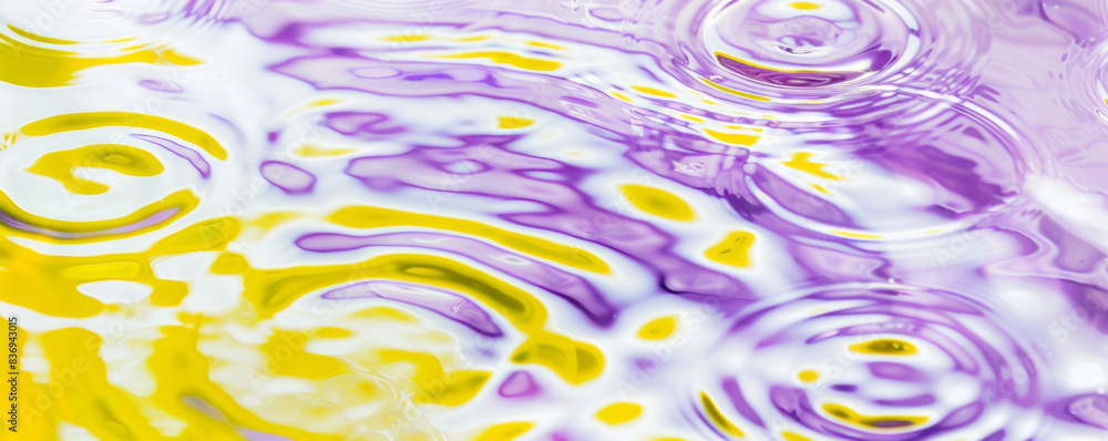 Fototapeta premium Purple liquid top view. Water surface with gentle ripples and concentric rings, capturing the serene and refreshing essence of calm water