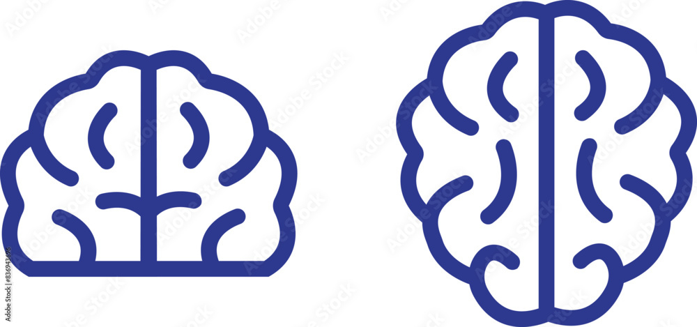 Set of Blue human Brain silhouette. Brain symbols in Line styles with editable stock. Top view designs vectors template. Brainstorm think ideas Logotype concept icons isolated transparent background. Set of Blue human Brain silhouette. Brain symbols in Line styles with editable stock. Top view designs vectors template. Brainstorm think ideas Logotype concept icons isolated transparent background.