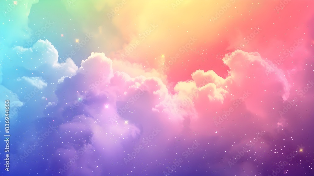 Mesmerizing Neon Gradient Rainbow Nebula with Sparkling Stars in Night Sky Background Mesmerizing Neon Gradient Rainbow Nebula with Sparkling Stars in Night Sky Background