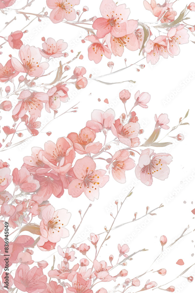 Elegant Watercolor Sakura Branches Frame: Delicate cherry blossoms artfully painted at the edges, perfect for invitations and spring-themed decor. Elegant Watercolor Sakura Branches Frame: Delicate cherry blossoms artfully painted at the edges, perfect for invitations and spring-themed decor.