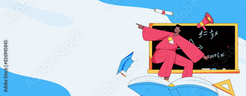 Education and learning people flat vector concept hand drawn illustration
