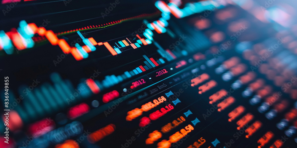 A dramatic close-up of a stock market graph on a computer monitor, capturing market fluctuations and trading patterns with high-definition precision. A dramatic close-up of a stock market graph on a computer monitor, capturing market fluctuations and trading patterns with high-definition precision.