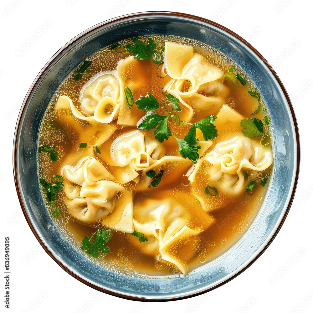 Wonton Noodle Soup in a bowl isolated on transparent background Remove, Clipping Path Wonton Noodle Soup in a bowl isolated on transparent background Remove, Clipping Path